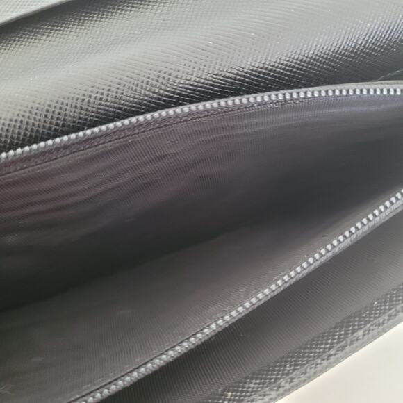 PRADA Vintage Tessuto Nero Black Nylon Leather Logo Plate Wallet Large Envelope - Picture 8 of 15